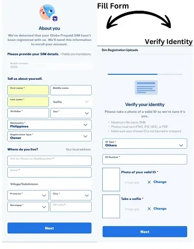 philippine globe sim card registration form